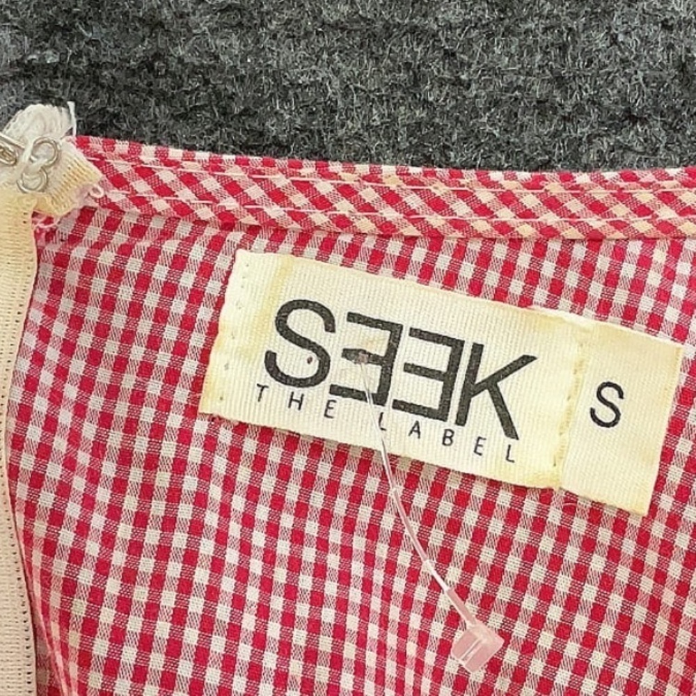 Seek the Label Red Gingham Half Tie Sleeve Romper V Neck Wrap Small - Picture 4 of 9